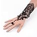 FASHEWELRY Gothic Victorian Lace Bracelet Rose Vampire Vintage Handmade Wedding Bracelet Ring Set for Halloween and Christmas Parties Dress Up & Pretend Play (Black)