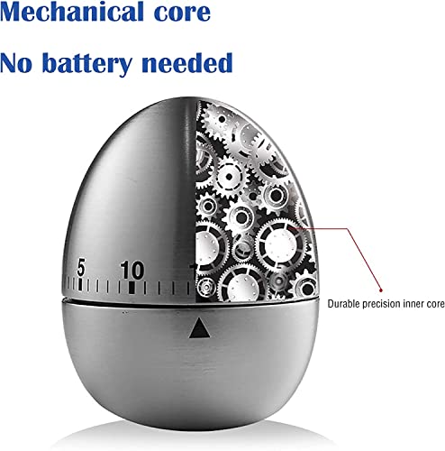 Egg Kitchen Timer Stainless Steel Metal Mechanical Cooking Timer 60 Minute Silver For Kids Cooking Tools #TOP6