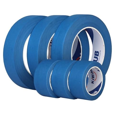 KIWIHUB 6 Pack Blue Painter's Tape 1 inch,Blue Masking Tape for DIY Crafts & Arts, Decoration, Labeling, Packing, Home (1" x 55 Yards x 3 Big Rolls) + (1" x 11 Yards x 3 Mini Rolls) Cover
