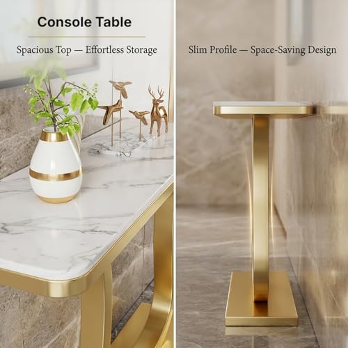 Mesa consola de piedra sinterizada gris de 80cm para pasillo con estructura de hierro 7