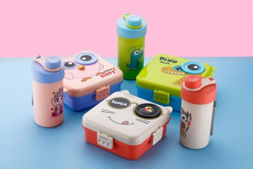 Image of Clazkit Lunch Box with Sauce Container, Spoon & Water Bottle | Bento Style Lunch Set | BPA-Free Lunch Box Set for Office, School & Travel | White