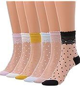 IYOU Welle Punkt Durchsichtige Socken Gelb Hauchdünn Durchsichtige Socken Atmungsaktiv Outdooor S...