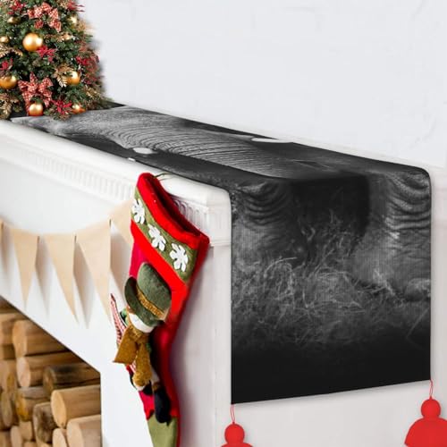 Chemin de table imprimé éléphant lavable et nappe de style rustique - 7