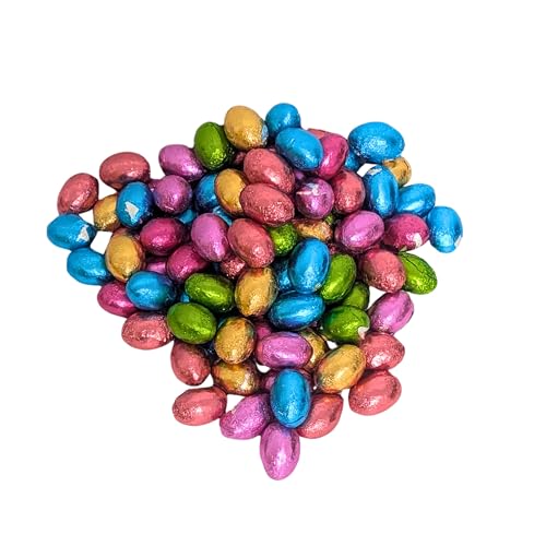 Easter Egg Hunt & Gifts For Schools & Parties - Bulk Solid Milk Chocolate Foiled Easter Eggs 500g - Approx 100 Mini Eggs