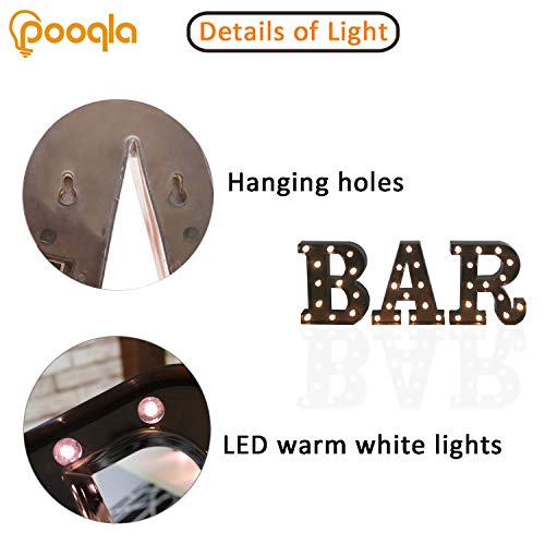 Bar - Illuminated Marquee Bar Sign - Lighted Led Marquee Word Sign - Pre-Lit Pub Bar Sign Light Battery Operated (23.03-In X 8.66-In) (Black Bar) #TOP2