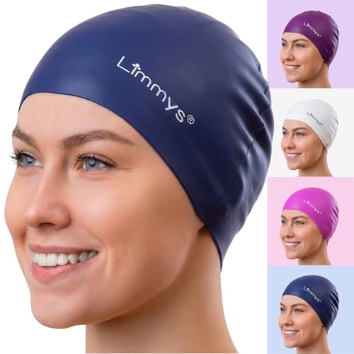 Limmys Silikon Badekappe für Erwachsene Weiche Stretch Schwimmkappe für Damen & Herren rutschfeste Passform ohne Druck chlorbeständig sicherer Ohrabschluss langlebiges latexfreies Silikon