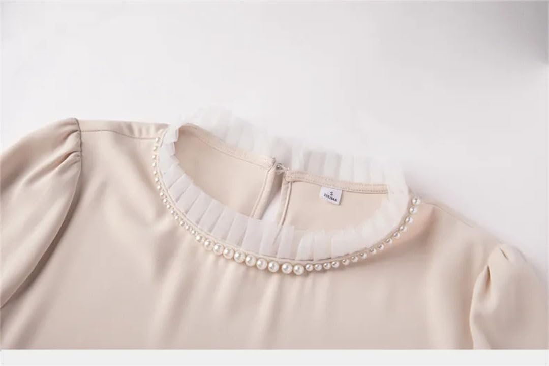Blusa de gasa para mujer, elegante, de manga larga, para oficina, color liso, holgada