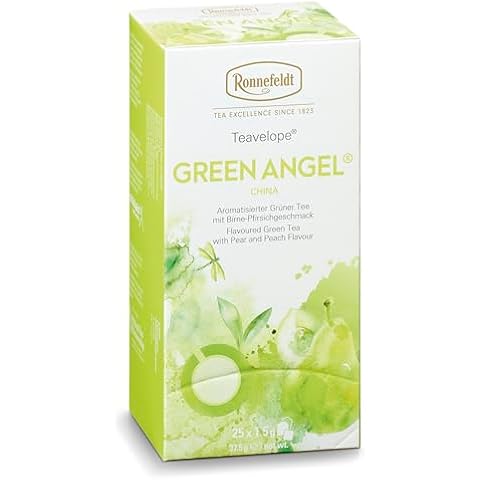 Ronnefeldt Teavelope Green Angel - Green Tea Bags Individually Wrapped, 25 Count - Natural Flavored Green Tea with Pear and Peach Flavor - Hot or Iced Cover