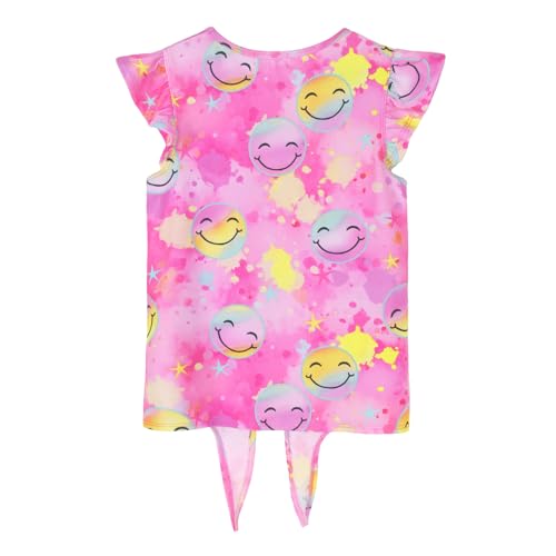 Image of JESKIDS Girls Short Sleeve Shirts Ruffle Tie Front Unicorn /Tie Dye Print Summer Tee Tank Tops 3-11 Years