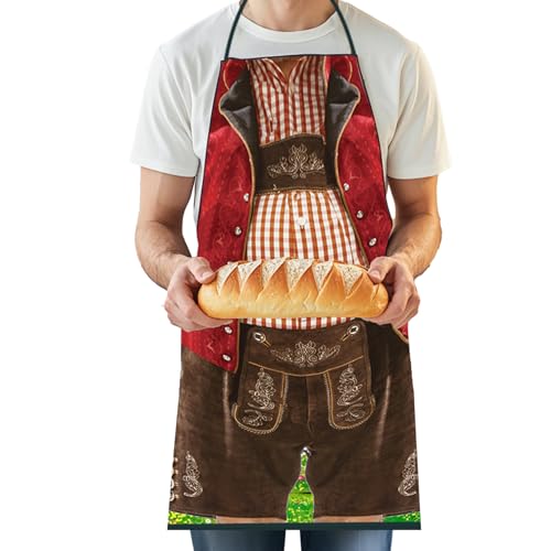 Générique Lustige Grillschürzen für Männer, Küchenschürze für Paare | schmutzabweisend mit lustigen Motiven für Partys, BBQ, Picknick, Camping, Küche, B, Se...