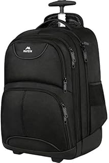 Rolling Backpack, MATEIN Water Resistant College Wheeled Laptop Backpack for Travel,Good Gift for Men Carry on Luggage Business Bag Student Computer Bag for Men Women fit 15.6 Inch Notebook,Black