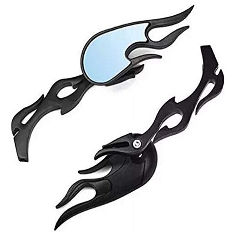 OKSTNO Custom Black Twisted Flame Motorcycle Rear View Side Mirrors Cruiser + Bolts Fits for Most Suzuki Kawasaki Cruisers Touring Bikes Sport Bike Scooters Cover