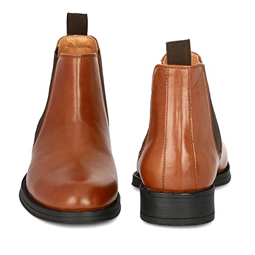 Image of Brand: Indiansole- Handmade Durable TRP Sole Elastic Black Leather Formal Casual Ankle Height Chelsea Boots Shoes for Men Best for Work