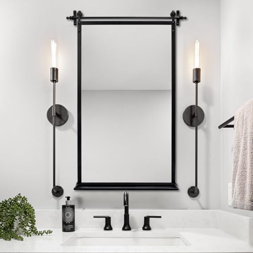 Bathroom-Wall-Mirrors-with-Detachable-Shelf-24×36-Large-Black-Rectangle-Metal-Hanging-Mirror-for-Living-Room-Bedroom-Entryway-Mantel Bathroom Wall Mirrors with Detachable Shelf 24×36 Large Black Rectangle Metal Hanging Mirror for Living Room Bedroom Entryway Mantel