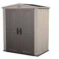 Keter Factor 6x3 Outdoor Storage Shed Kit-Perfect to Store Patio Furniture, Garden Tools Bike Accessories, Beach Chairs and Push Lawn Mower, Taupe & Brown