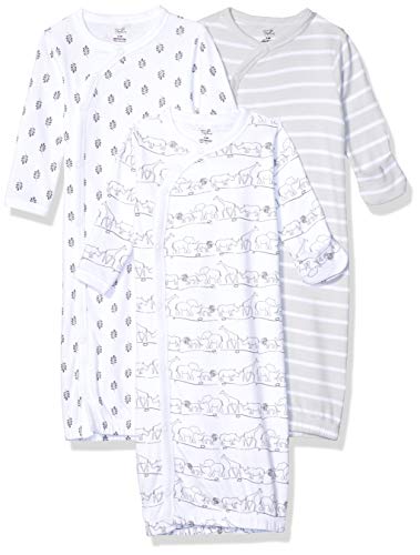 Touched by Nature unisex baby Organic Cotton Kimono Nightgown, Safari, 0-6 Months US