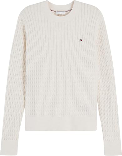 Tommy Hilfiger Damen Pullover Cable Fine Zopfstrick, Beige (Heather Ivory Petal), XXS – Ansicht 6