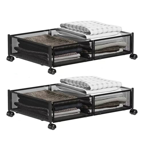 2 Pack Under Bed Storage with Wheels Container with Wheels Rolling Under Bed,Under the Bed Storage Organizer Bins, Rolling Underbed Storage, Storage Bin for Clothes Blankets Shoes