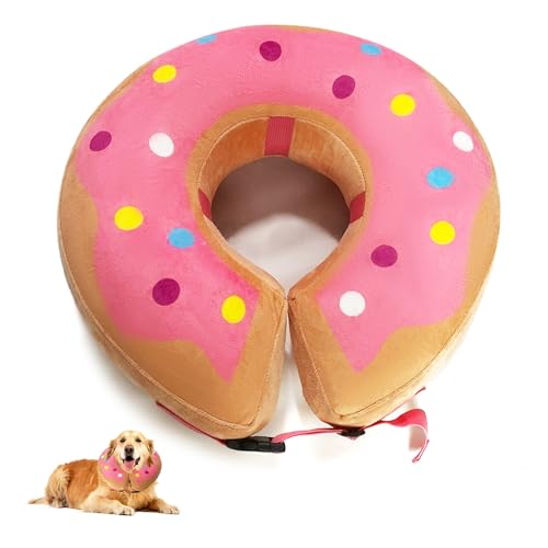HMCEY Collare Protettivo Cane Rosa,Collare Morbido Cane Post Operazione,Post Intervento Canes Collares Gonfiabile Cani,Collari Protettivi Gatti,Regolabile per Gatto Collares di Recupero per Cani-S