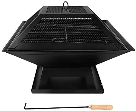 Bigzzia Fire Pit BBQ Camping Portable Charcoal Barbecue With Poker for Garden Outdoor Picnics