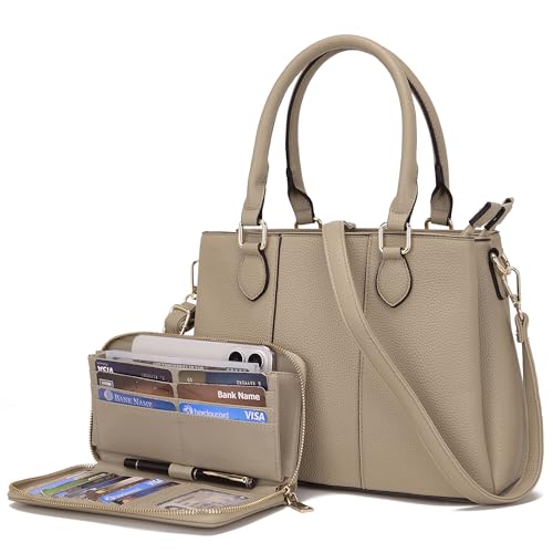 Image of Qiyuer Purses and Wallet Set for Women Satchel Handbag Tote Bag | 3 Zippered Compartments,Pebble PU leather,Multi-slot design,Everyday commuting