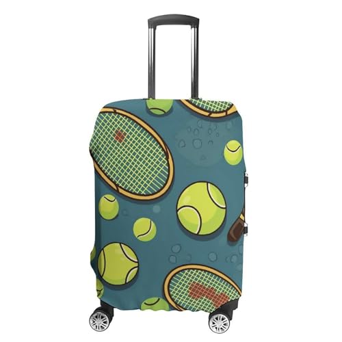 Tennis Racquets And Tennis Balls Luggage Cover, Washable Elastic Suitcase Cover Protector Fit 18-32 Inch Luggage