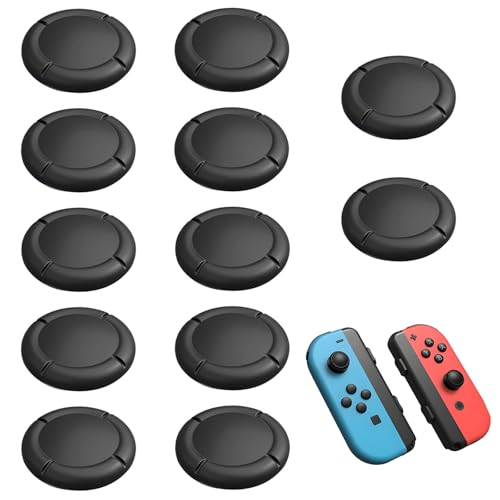 GIONAR Lot de 12 poignées de pouce pour Nintendo Switch Joy-Co/OLED/Lite, en silicone, noir, antidérapant, installation facile