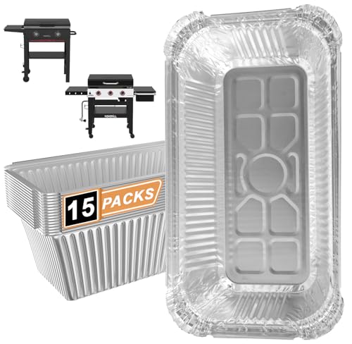 Griddle Grease Cup Liners for Nexgrill Grease Tray Replacement for Nexgrill Daytona 3/4 Burner Griddle Accessories 30/36 in Flat Top Griddle 720-1058 720-1057 720-1115 720-1116 Drip Pan Liners, 15PCS