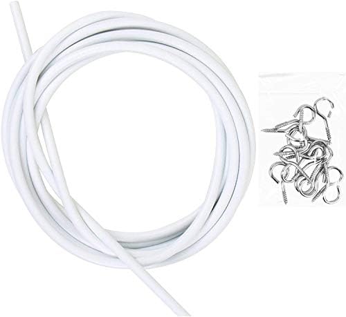 G4GADGET 2 meter White Window Net Curtain Wire Cord Cable With Hooks And Eyes