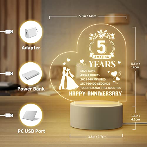 5 Year Anniversary Romantic Gifts For Him Her, 5Th Anniversary Valentines Gifts For Wife Husband, Wood Anniversary Wedding Gifts For Him Her, Personalized Engraved Night Light With Romantic Quotes #TOP4