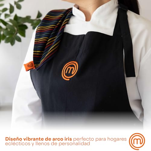 Masterchef Paños de Cocina Algodon 100%, Toallas/Trapos para Secar y mas, Juego de 4, Diseño a Rayas Multicolores, Apto para Lavadora, Resistente al Calor, Logotipo Bordado - imagen 2