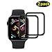 Produktbild POOHUNS Panzerglas Schutzfolie kompatibel für Apple Watch 44mm Series 5/4 (2 Stück) 9H gehärtetes Glass Displayschutzfolie/Panzerfolie 3D Touch Hartglas Staubdicht Tempered Glas - Schwarz