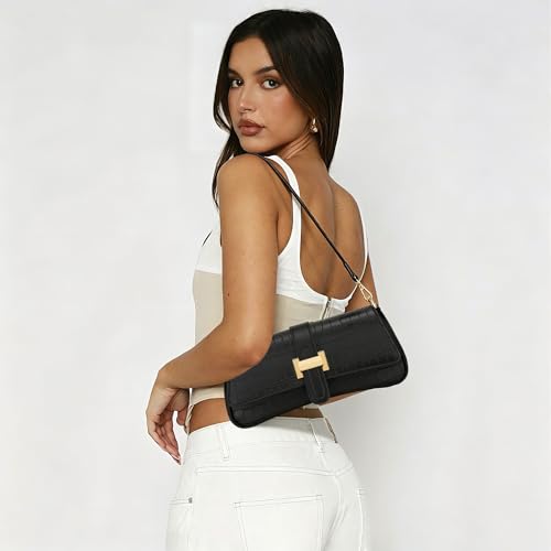 Image of KKXIU Shoulder Bag for Women Small Hobo Handbag Mini Retro Clutch Purses | Trendy Classic Underarm Crossbody Bag with Zipper Closure, Vegan Leather, Removable Strap