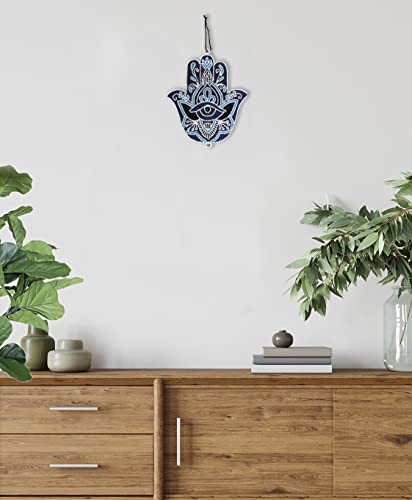 Cotton Craft Hamsa Hand Glass Bead Wall Décor - Zen Home Good Luck Evil Eye - Hand Crafted Bohemian Spiritual Witch Mystical Geometry Meditation Wall Art - Protective Positive Energy Blessing Gift #TOP7