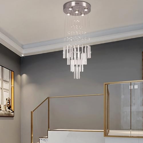 Image of FRIXCHUR 39.4-Inch Staircase Crystal Chandelier 5-Light GU10