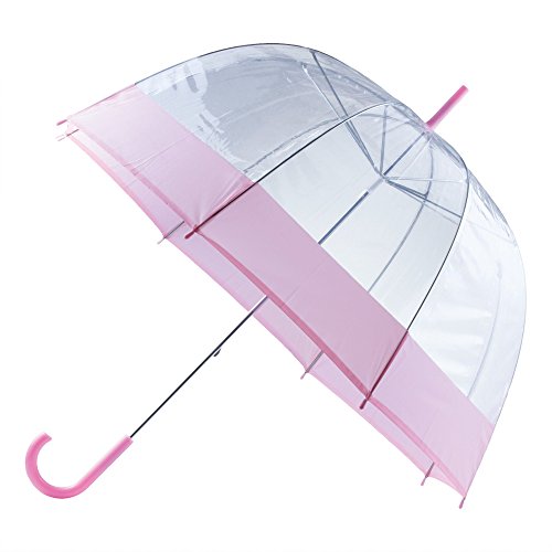 All-Weather GFUMDP42 42" Pink & Clear Dome Umbrella