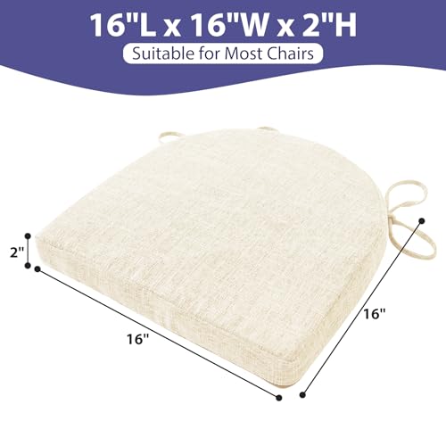 Image of IPYNBAP Chair Cushions for Dining Chairs, Kitchen Chair Cushions, 16'' x 16'' x 2'', Non Slip Indoor Seat Cushions, Chair Pads for Dining Chairs with Ties & Removable Cover, Set of 6, Beige