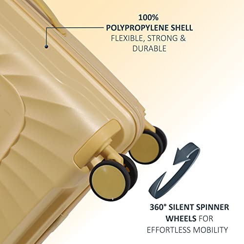 Image of ROMEING Sicily 20 inch, Polypropylene Luggage, Hard Sided, (Yellow 55 cms) Small Cabin Trolley Bag | 8 Spinner Smooth Wheels | TSA Lock | Unbreakable | Men & Women & Kids