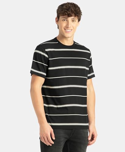 Image of Jockey 2715 Men's Super Combed Cotton Rich Striped Round Neck Half Sleeve T-Shirt