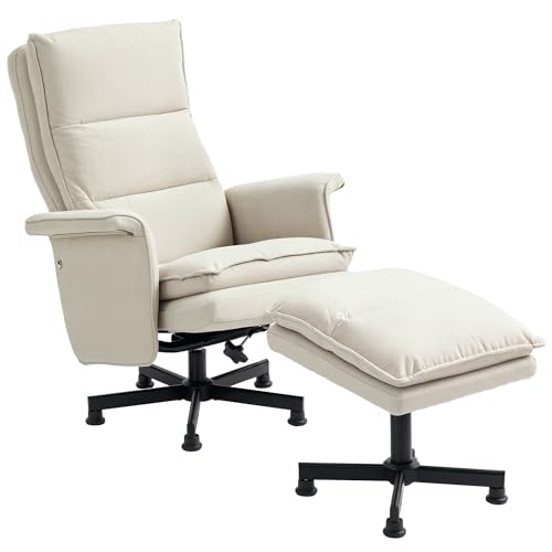 HOMCOM Fauteuil massant électrique Relaxant avec Repose-Pieds et télécommande 8 Zones de Massage Tissu Imitation Lin 78 x 93 x 99 cm Beige