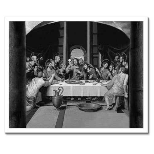 Poster La Cène encadré noir 50x40 cm pour habiller facilement un mur blanc vide