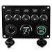CT-CARID Panel de interruptores basculantes de 5 pandillas12V / 24V Dual USB Voltímetro LED Digital y Encendedor de Cigarrillos para Coche,Barco,Marina, Camiones,Campista Vehículos