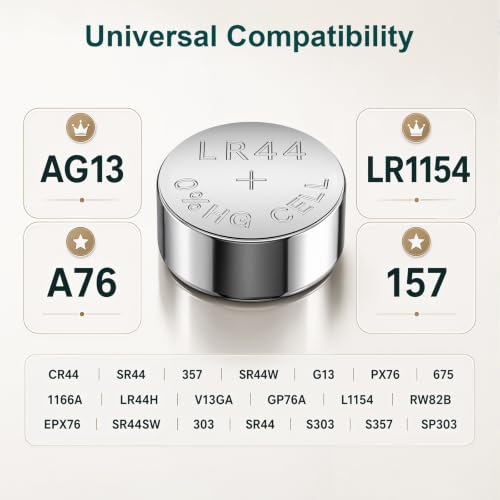 BONAI 100 Stück LR44 Knopfzelle 1,5V Alkaline Batterien – Großpackung AG13/A76/357/L1154F Kompatibel… – Ansicht 2