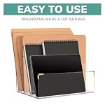 pbf Acrylic File Holder | Clear File Organizer for Desk w/ Gold Accents | Acrylic Desk Organizer, Folder Holder, Mail Sorter, File Stand, Magazine Divider, Laptop, Notebook, & Letter Organizer - Image 5