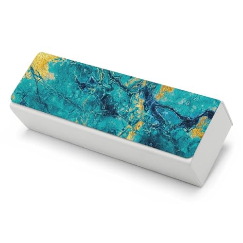Étui à lunettes en marbre bleu sarcelle pour lunettes de soleil