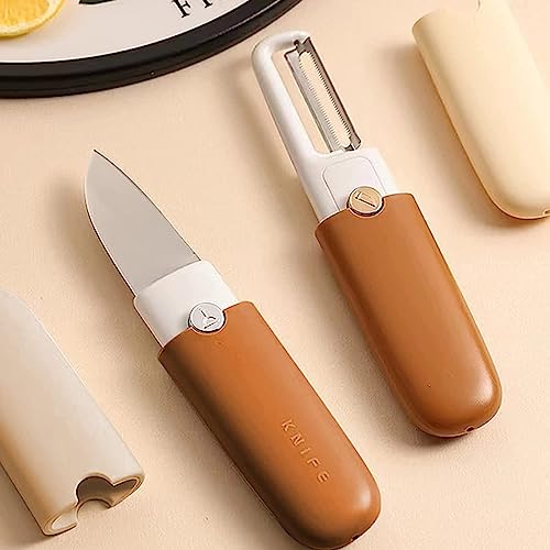 Image of Stainless Steel Julienne Vegetable Peeler Multi-Functional Fruit & Veggie Shredder Slicer and Grater for Potatoes, Carrots, Cucumbers (2 in 1 Knife and Peeler)