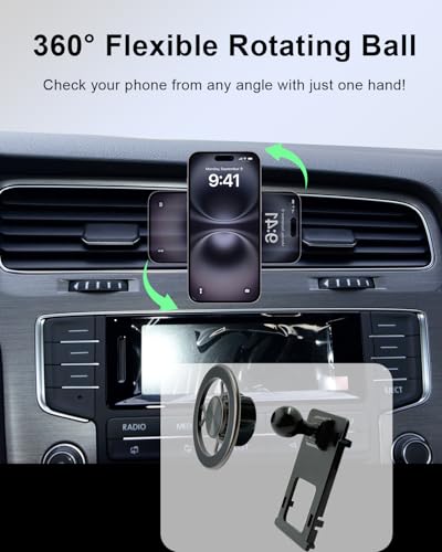 SPTSSWET Magnet Handyhalterung Kompatibel mit VW Golf MK7 2014-2019 360 Grad Einstellbares Kompatibel mit Magsafe Kfz Handyhalterung für Auto Lüftungsschlitze Geeignet