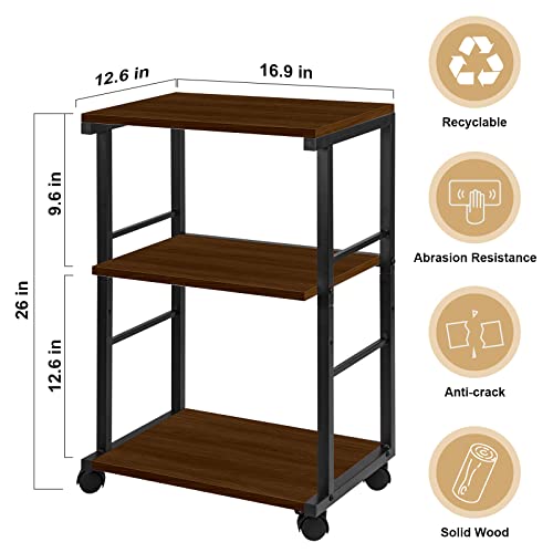 Yierya Upgrade Printer Stand, Computer Tower Stand, 3-Tier Printer Cart Under Desk With Storage, Machine Cart With Wheels And Adjustable Table Top, Heavy Duty Storage Rack For Office And Home(Taupe) #TOP1