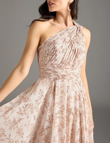 One Shoulder Bridesmaid Dresses for Women Chiffon A Line Pleated Long Formal Evening Gown4
