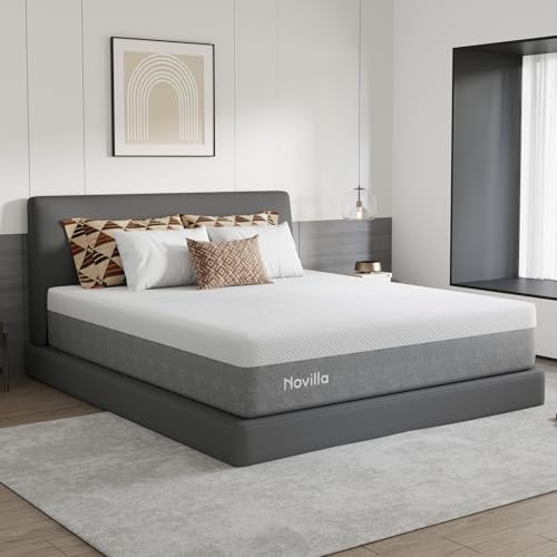 Image of Novilla 14 Inch King Size Memory Foam Mattress in a Box, Pressure Relieving & Plush Comfort, Bliss, Grey